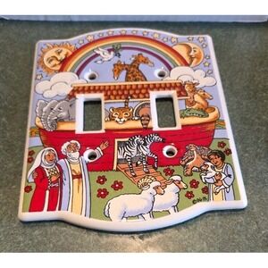 Vintage Noah's Ark Ceramic Double Toggle Light Switch Plate